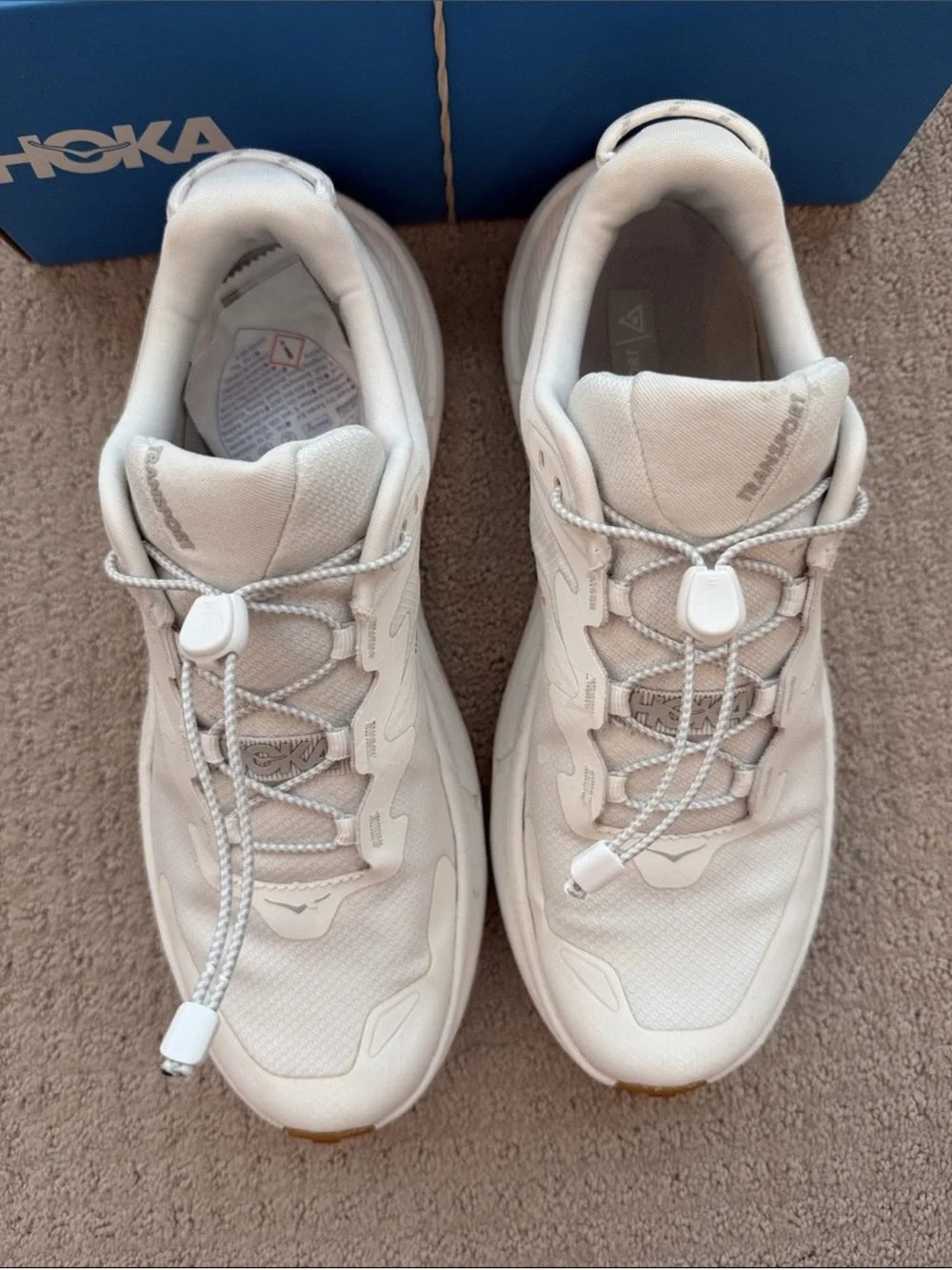 Hoka White Transport with Quick-Pull Lacing